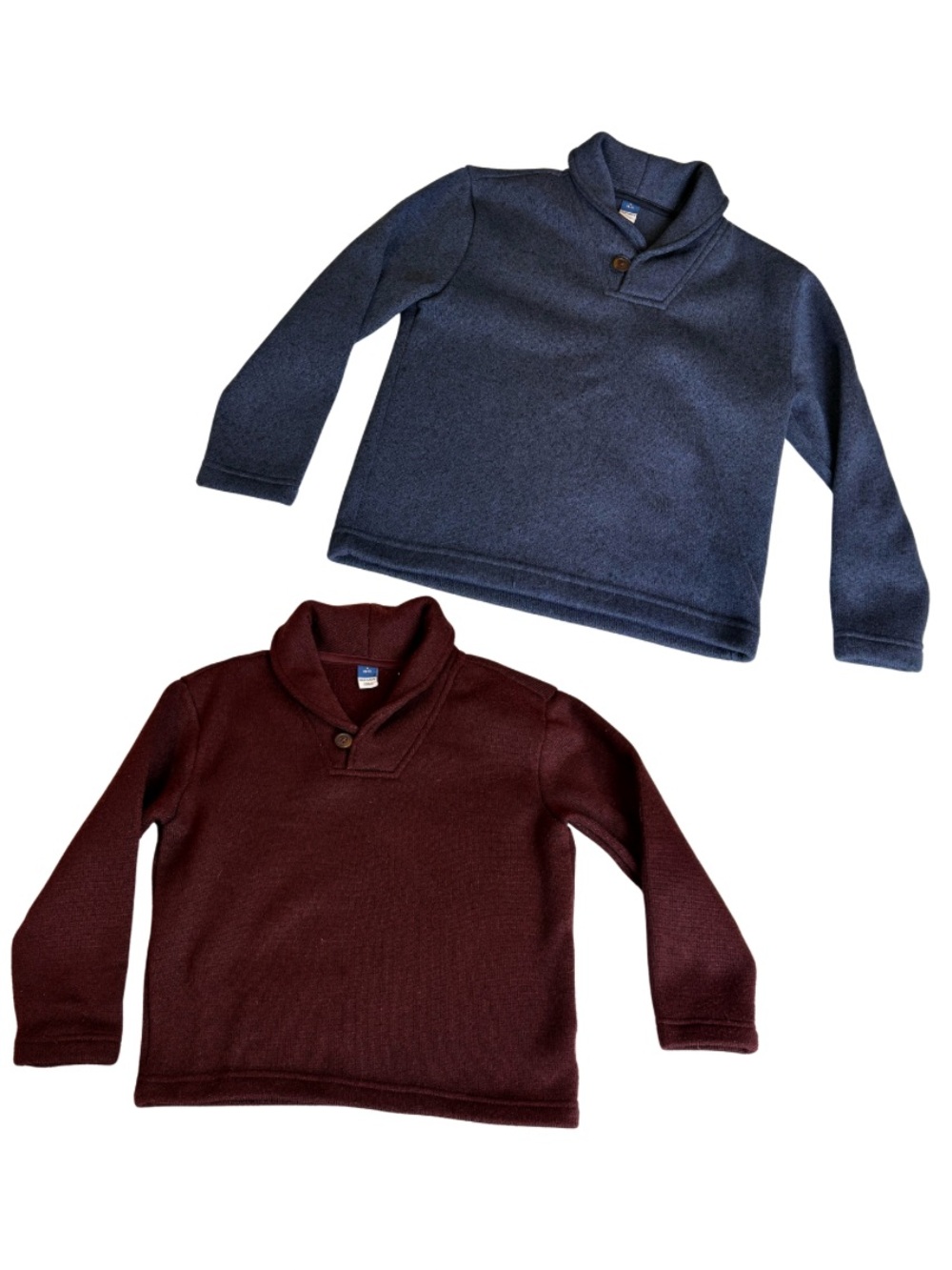 Old Navy Unisex Kids Shawl Collar Pullovers set of 2 - Blue & Burgundy 6-7